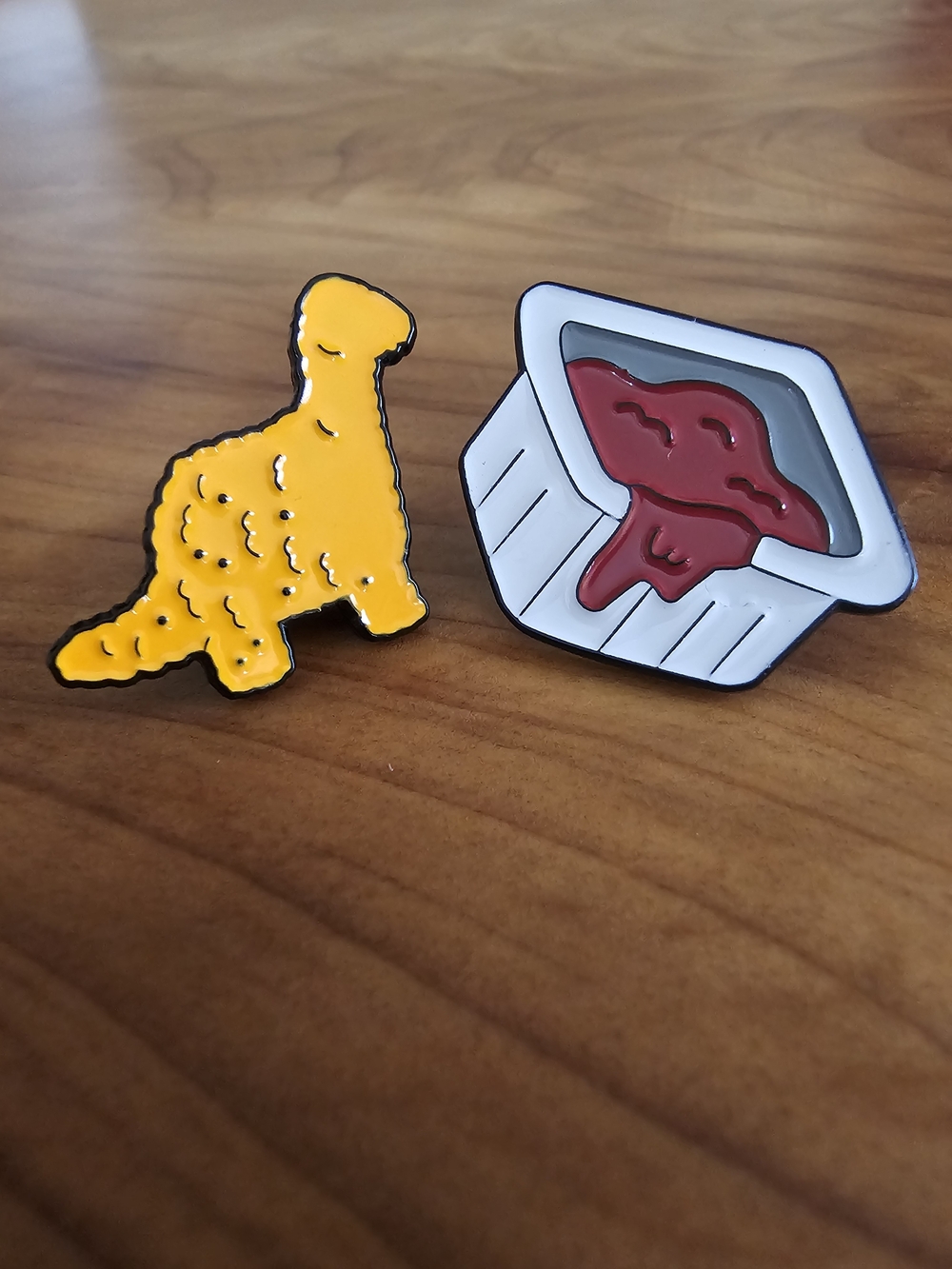Dino Nug & Ketchup Enamel Pins (2) - Picture 2 of 5